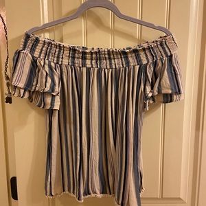 Off the shoulder striped blouse